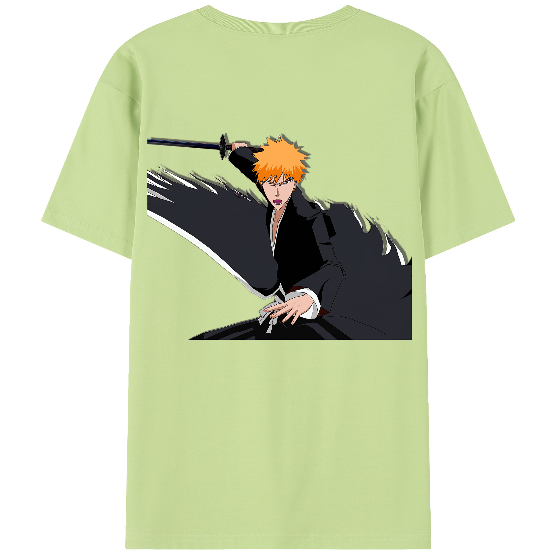 （画像用） ブリーチ 黒崎一護（くろさき いちご）BLEACH Kurosaki Ichigo 綿100％半袖Tシャツ（背面プリント）